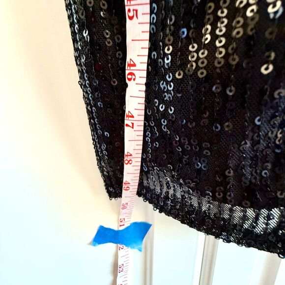 NWT Ieena for Mac Duggal NEW Sleeveless Black Sequin Midi Cutout Dress, style nu - Picture 10 of 11